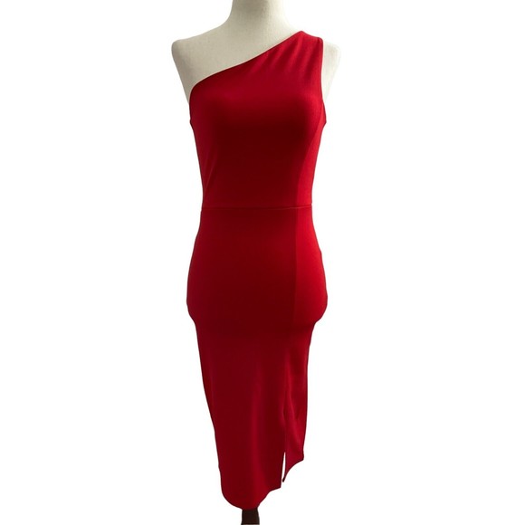Femme Luxe Women’s Dress Red One Shoulder Size UK 6 or US 2 NWOT #2.. - Picture 1 of 9